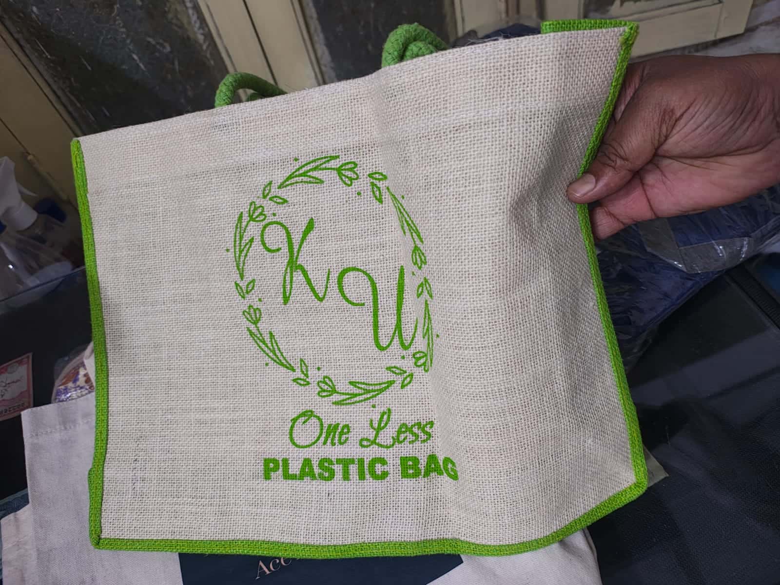 Printed jute shopping bags made by ABM Bags