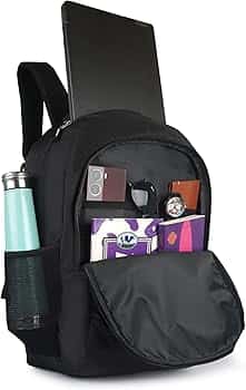 Laptop backpack open, showing the padded laptop compartment
