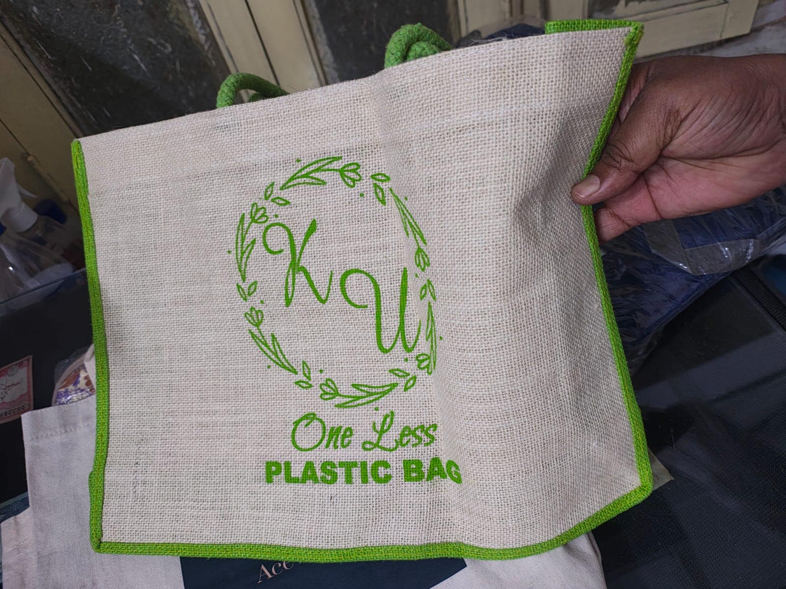 Printed jute shopping bags made by ABM Bags in Hyderabad